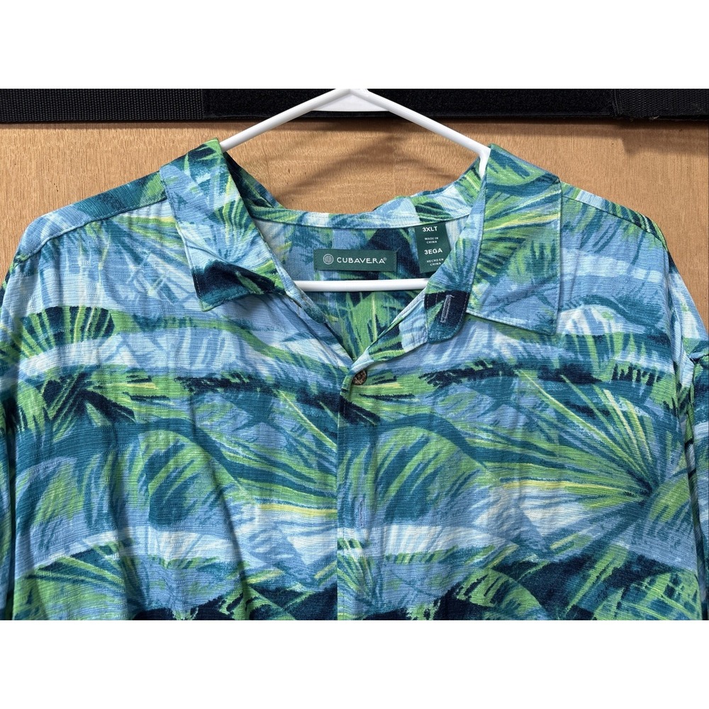 Cubavera Men's 3XT Hawaiian Print Button Down Shirt Sleeve Shirt